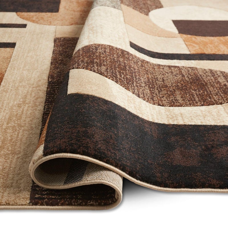 Home Dynamix Tribeca Jasmine Modern Runner Rug, Abstract Brown/Beige 1'9"x7'2" - Image 5